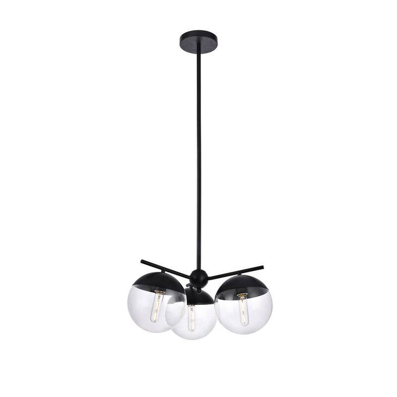 Clear Glass/ Metal 3-Light 21 inch Pendant