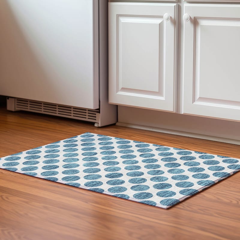 Premium Washable Super Soft Geo Dots Mayfield Rug - Teal - 1'8" x 2'6"