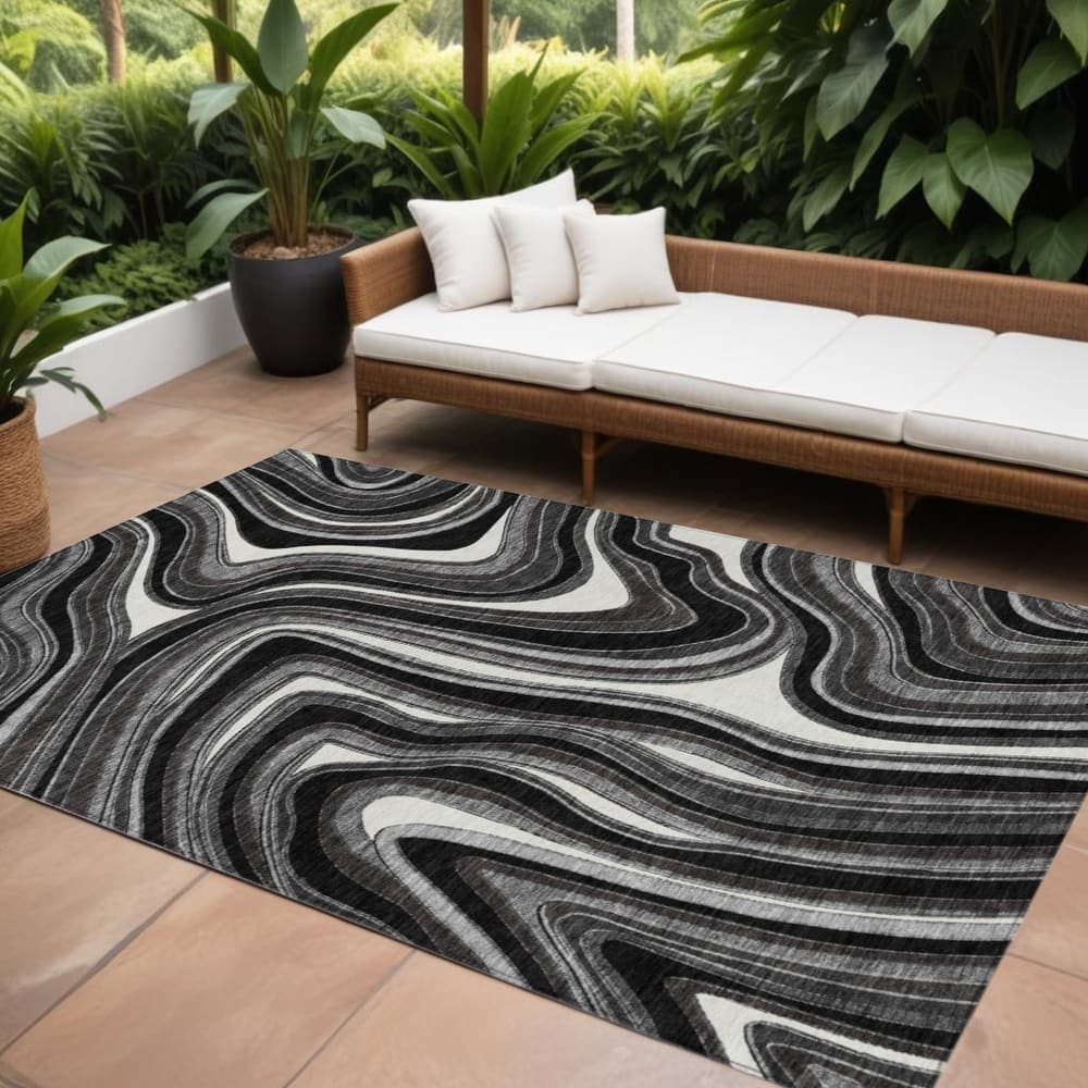 HomeRoots Abstract Transitional Rectangle Outdoor Rug