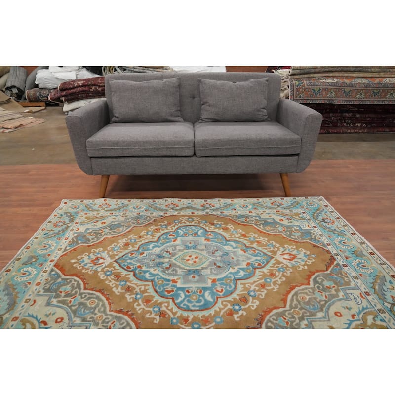 Hand Knotted Oriental 100% Wool Carpet Traditional Medallion Brown Tabriz Area Rug - 6' 2'' X 4' 8''