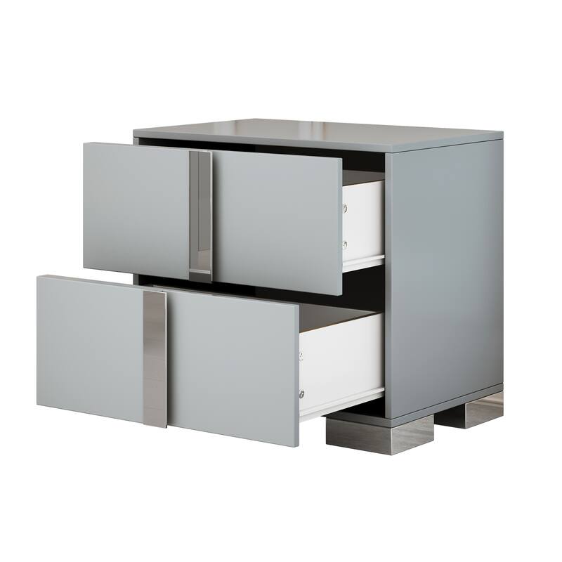 3-Pieces Sets, Elegant 6 Drawers Dresser And Two Nightstands, Storage Cabinet And Bedside Table With Metal Handles