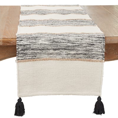 Boho Bliss Striped Tassel Table Runner - 16"x72"