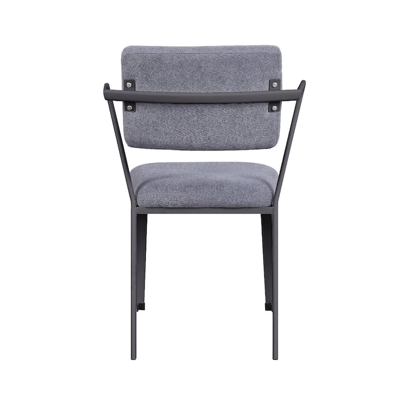 Black/Gray Fabric Upholstered Metal Frame Dining Chair, Set of 2, Sturdy Dining Chair for Dining Rooms - 20.5