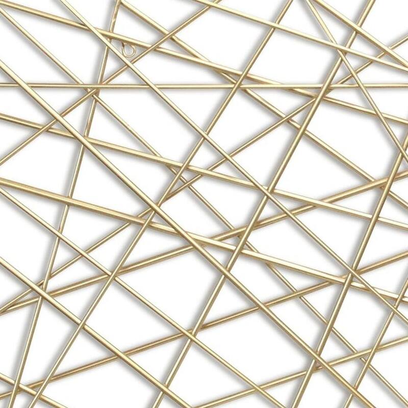 HomeRoots 25" X 49" Gold Abstract Lines Metal Hanging Dimensional Sculpture