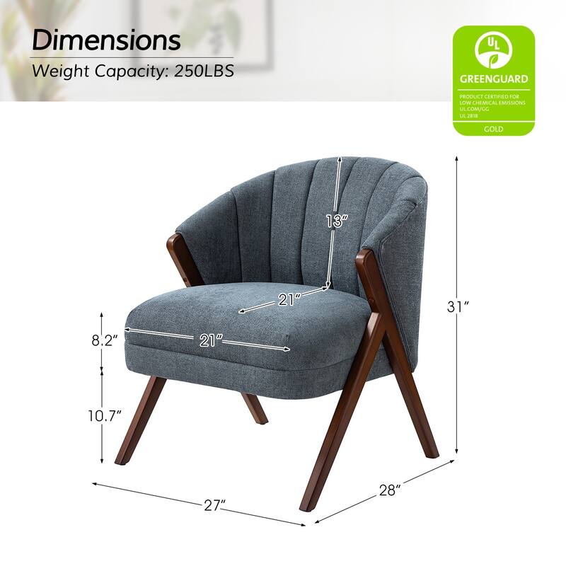 Vivian Mid-century Barrel Chair with a Scalloped Back Set of 2 by HULALA HOME