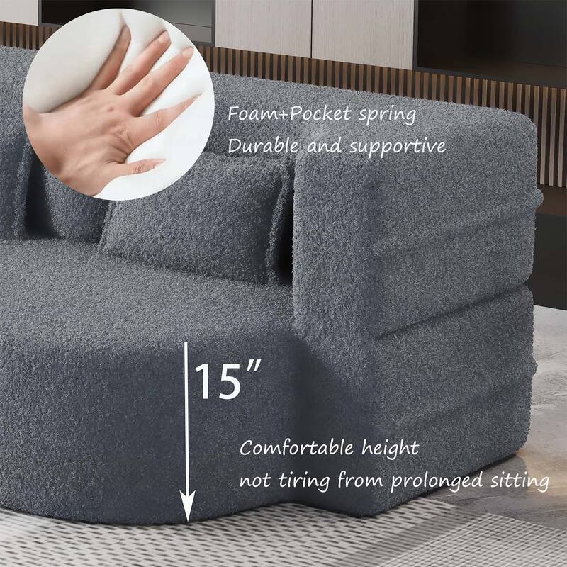 Modern Floor Sofa with 2 Pillows,Convertible Sleeper Sofa Bed
