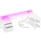 preview thumbnail 10 of 65, Reversible L Shaped Computer Desk with File Drawer & Monitor Stand & Power Outlet & LED Strip, Home Office Desk Corner Desk