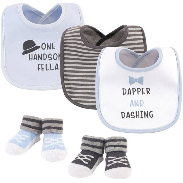 slide 1 of 1, Hudson Baby Infant Boy Cotton Bib and Sock Set 5pk, Dapper And Dashing, One Size - Dapper And Dashing - One Size