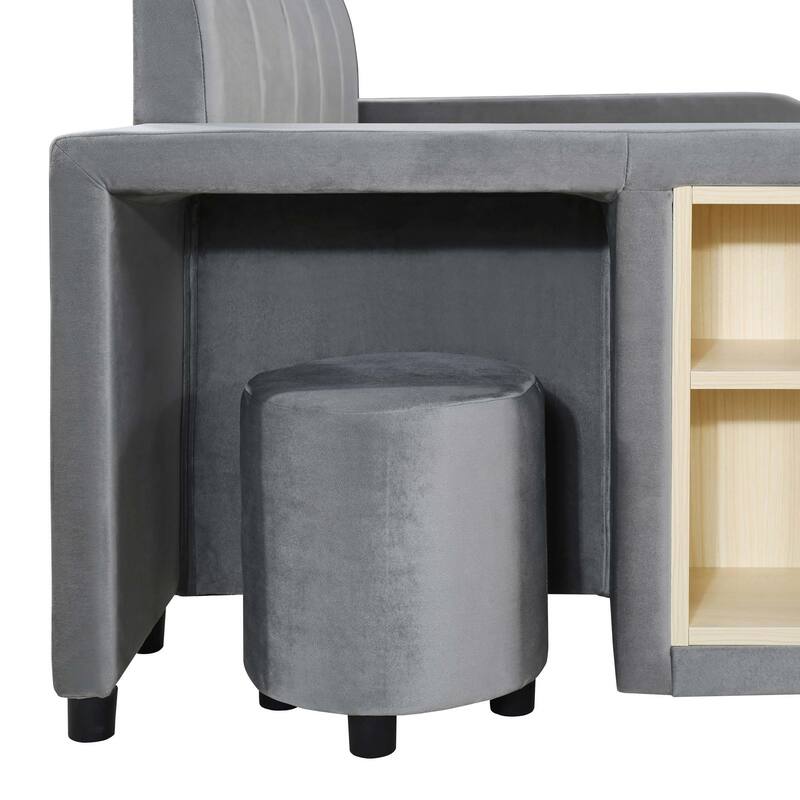Grounded Bed, Mother & Child Bed with Bedside Desk & Round Stool