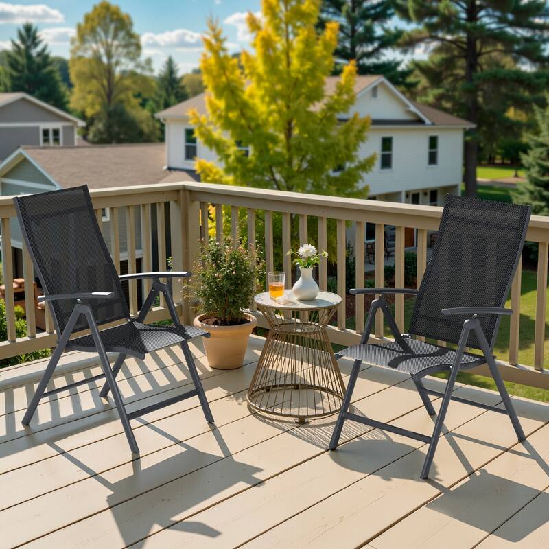 2/4/6-piece Folding Patio Chair Set Outdoor Adjustable Dining Chairs