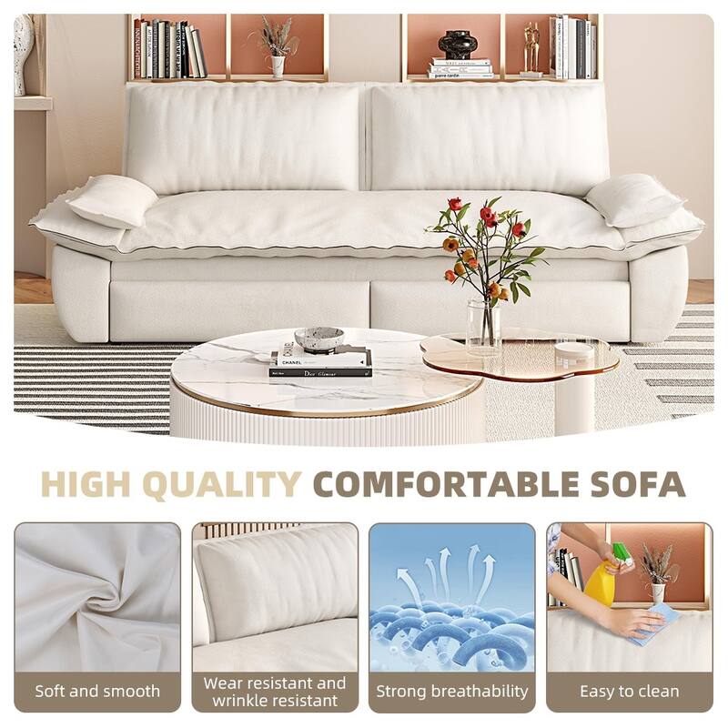 Homy Casa 72'' Queen Pull Out Sofa Bed, 3-in-1 Corduroy Sleeper Couch