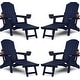 preview thumbnail 46 of 78, WINSOON All Weather HIPS Folding Adirondack Chair with Ottoman, 5-Gear Adjustable Backrest and Retractable Ottoman Set of 4