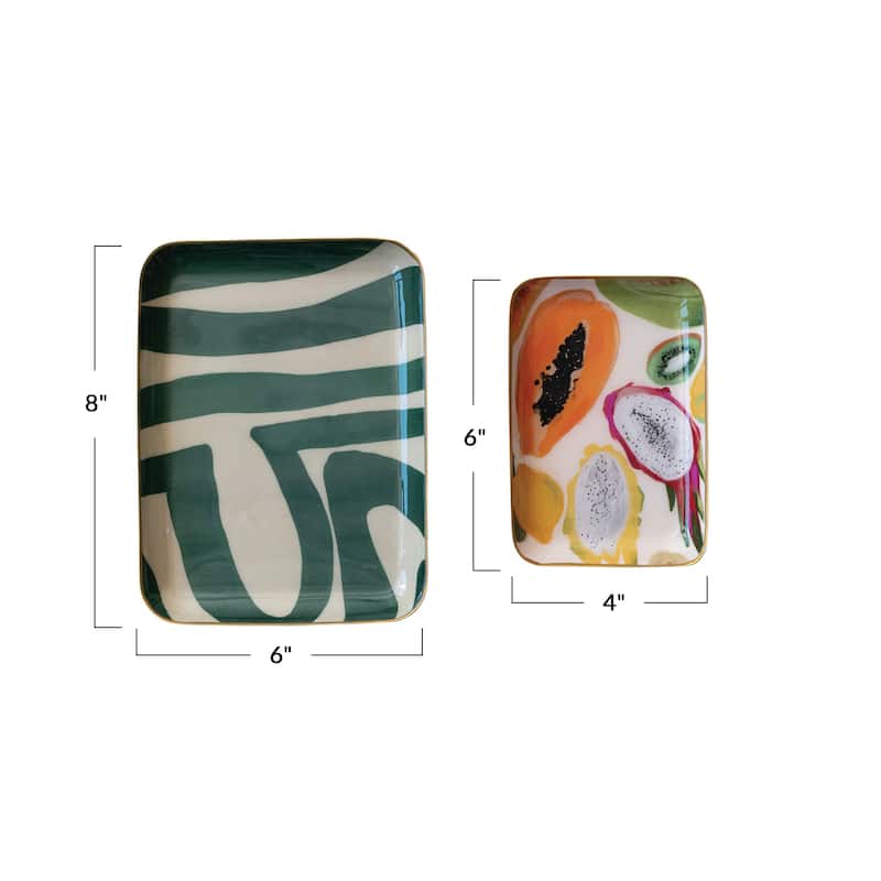 Abstract Enameled Metal Trays