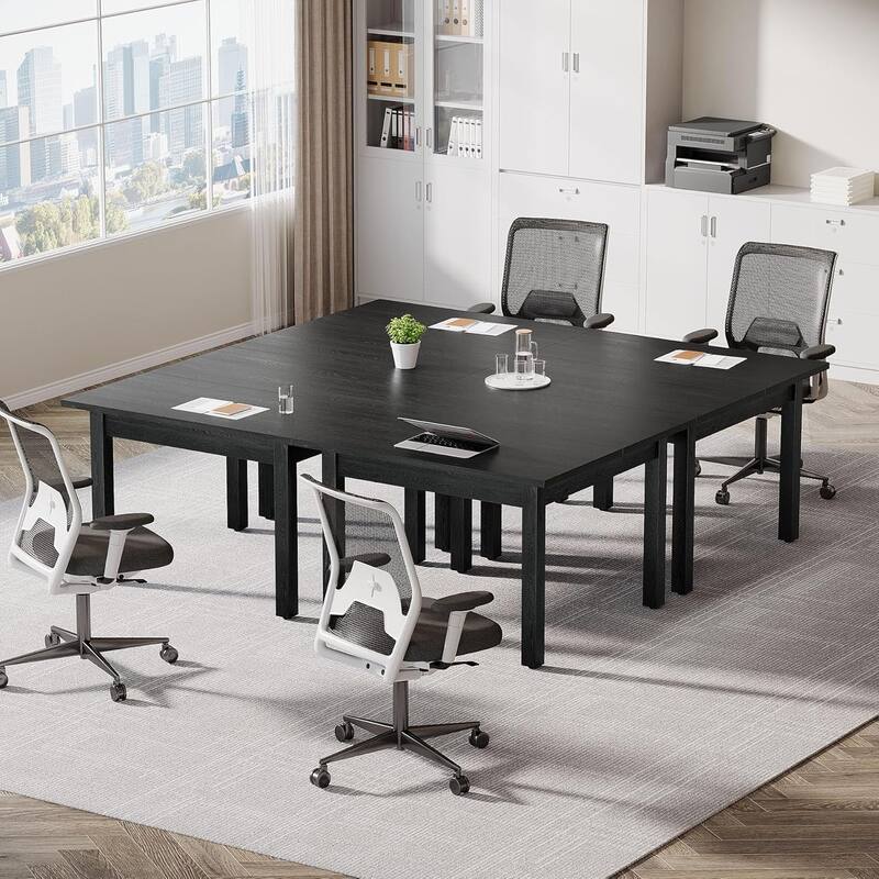 Modern Minimalist Wood 4-Person Square Conference Table/Desk for Meeting Room Seminar Room Boardroom