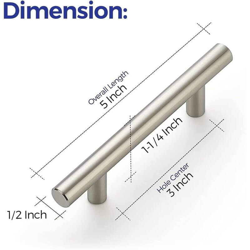 30-Pack Cabinet Pulls - 5" Handles, 3" Hole Center for Kitchen Drawers