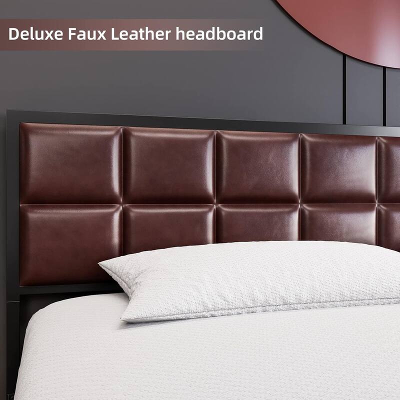 Metal Platform Bed Frame with Headboard & Footboard, 10.8'' Storage, No Box Spring Needed