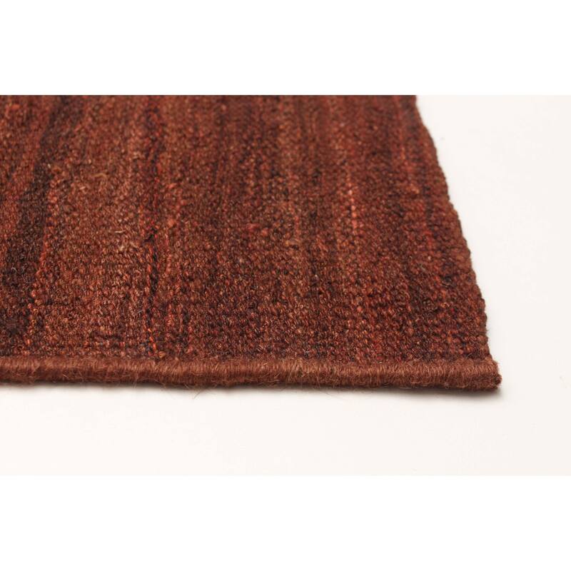 ECARPETGALLERY Flat-Weave Natural Dark Brown Wool Tapestry Kilim - 2'7 x 10'7