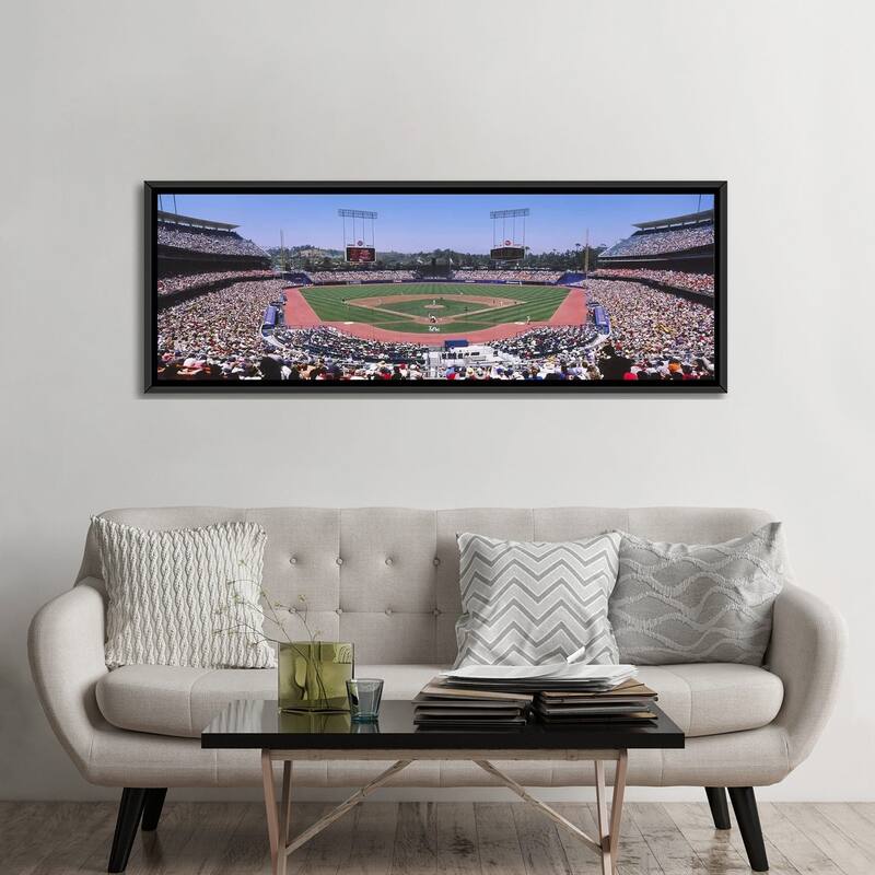 iCanvas "Dodgers vs. Angels, Dodger Stadium, Los Angeles, California, USA" by Panoramic Images Framed Canvas Print
