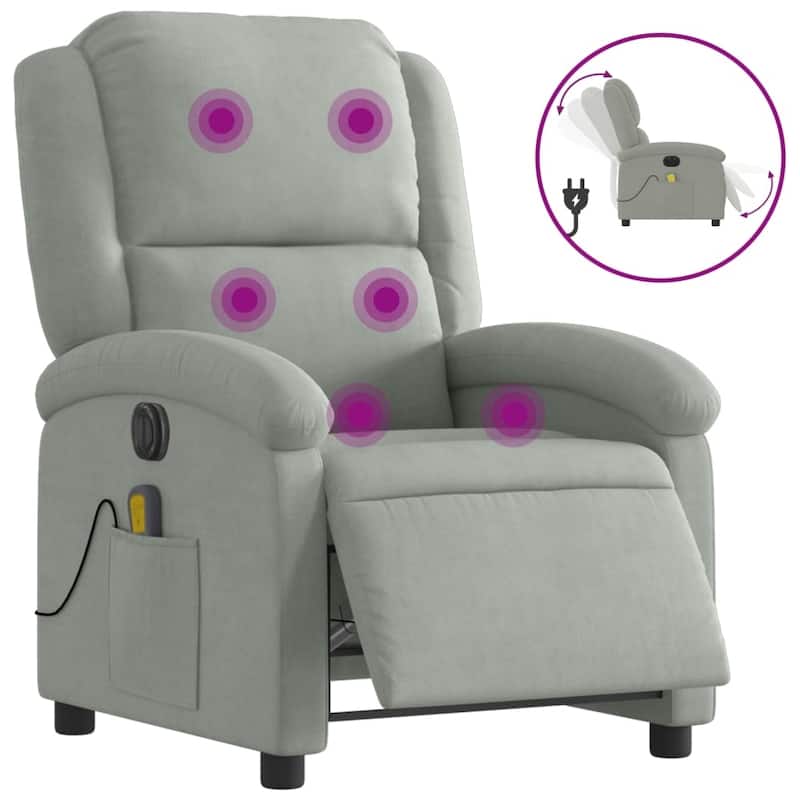 vidaXL Massage Recliner Chair Wingback Reclining Armchair for Elderly Velvet