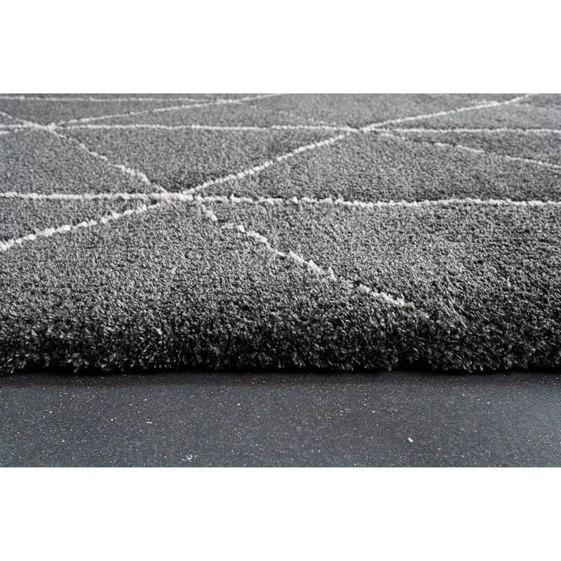 Nina Rowan Black and Ivory Recycled Polyester Area Rug - 6' x 9'