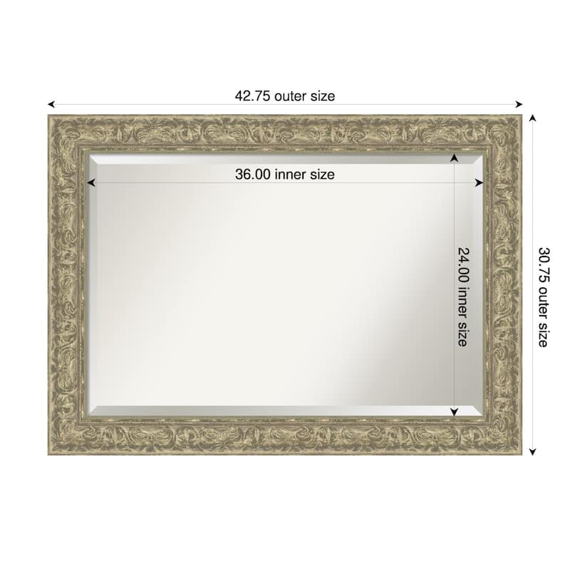 Luxe Beveled Framed Wall Mirror - 43 x 31 in - Luxe Antique Silver