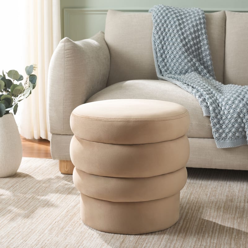 SAFAVIEH Rohan Upholstered Layered Ottoman, Fully Assembled - Tan
