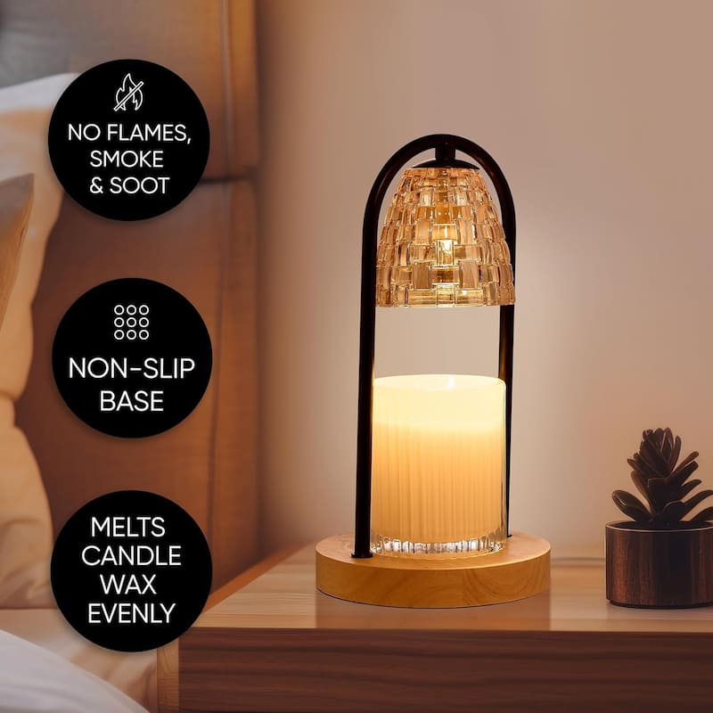 Sheffield Home Glass Candle Warmer Lamp, Flameless Candle and Wax Melter for Long-Lasting Fragrance