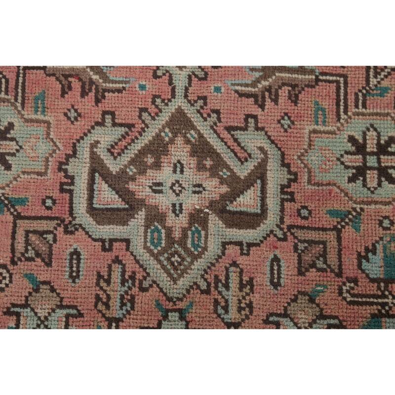 Geometric Tabriz Persian Vintage Area Rug Handmade Pink Wool Carpet - 6'5"x 9'8"