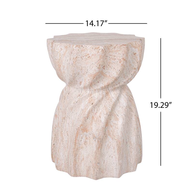 Christopher Knight Home Lysandros 19.29"H Modern Outdoor Concrete Side Table with Sculptural Fluted Design