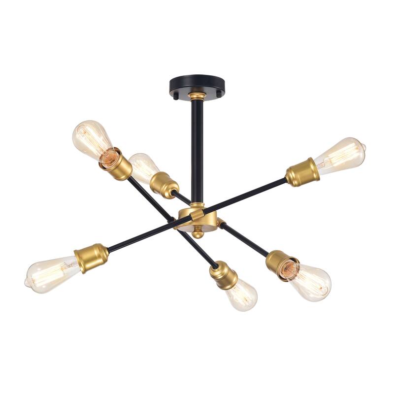 Lorena 6-light Sputnik Black and Gold Chandelier