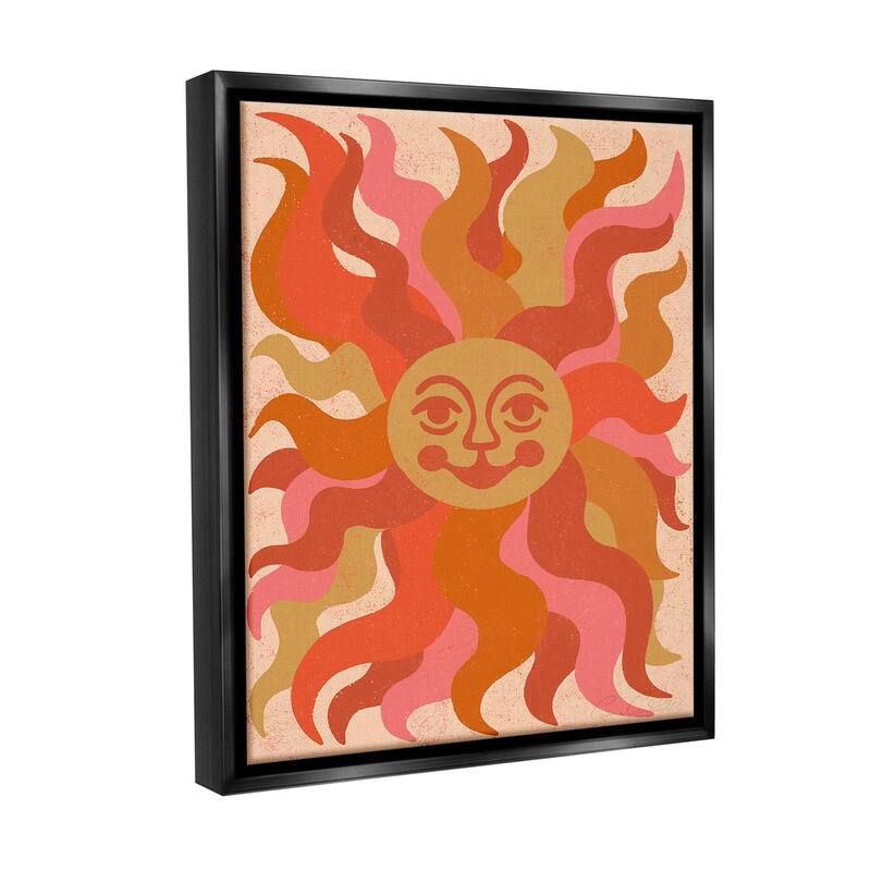 Stupell Celestial Smiling Sun Framed Floater Canvas Wall Art Design By Carrie Cantwell