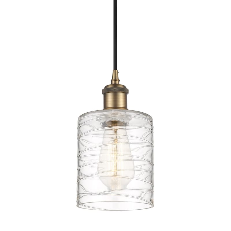Innovations Lighting 516-1P-8-5 Cobbleskill Pendant Cobbleskill 5" - Deco Swirl / Brushed Brass