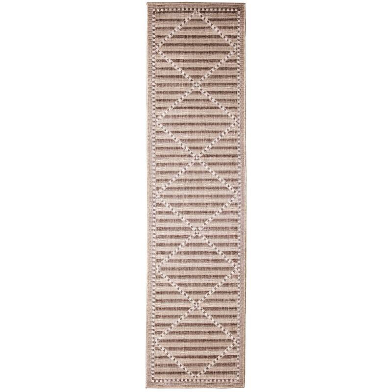 Liora Manne Malibu Checker Diamond Indoor/Outdoor Rug - 1'11" x 7'6" - Neutral