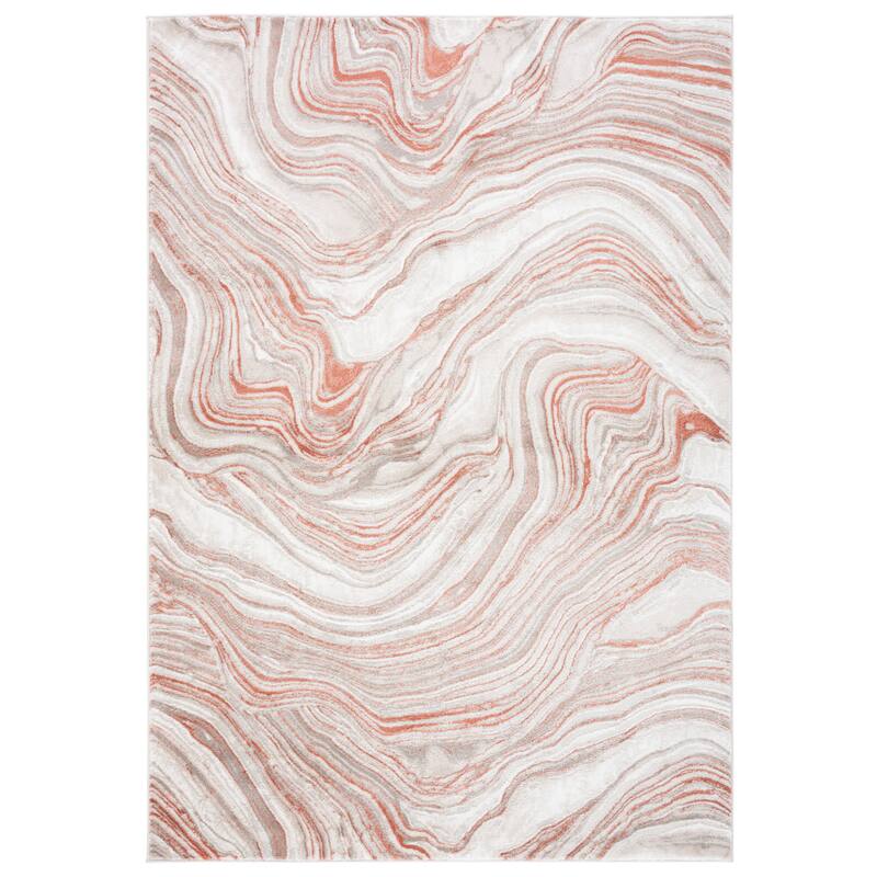 SAFAVIEH Meadow Marjolein Modern Abstract Rug - 6'7" Square - Rust/Ivory