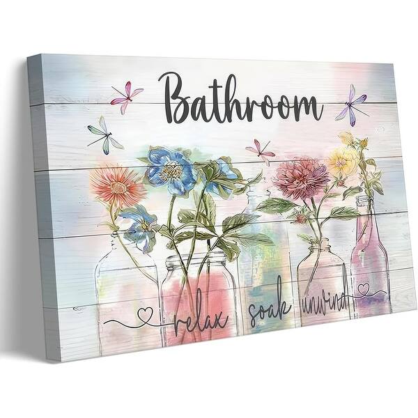Farmhouse Bathroom Flower Canvas Wall Art - Bed Bath & Beyond - 43262254