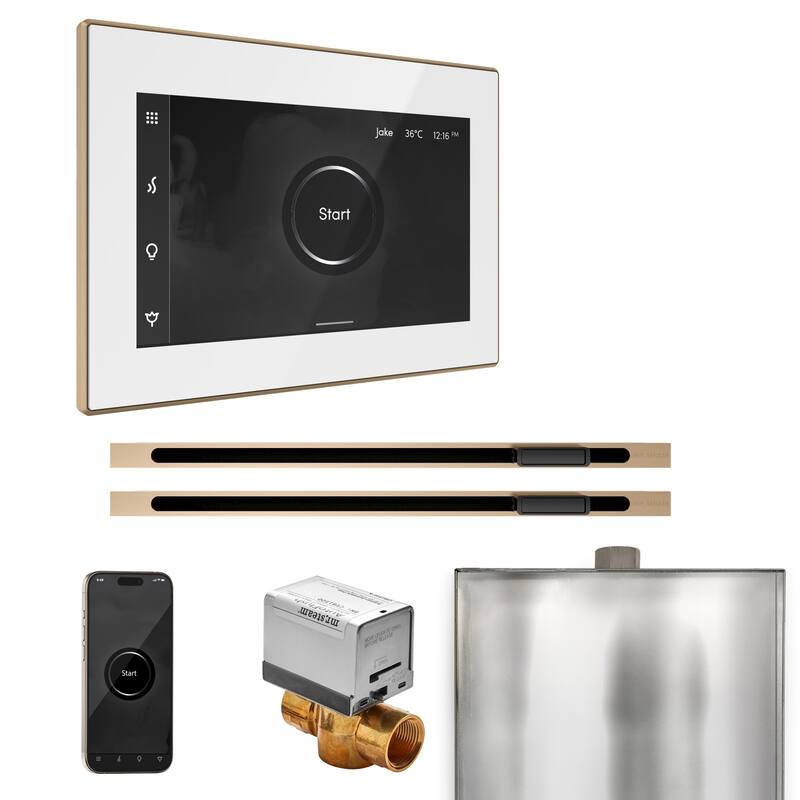 Mr Steam BXXL Xbutler Max Linear Package Steam Shower Control Package - White / Brushed Bronze
