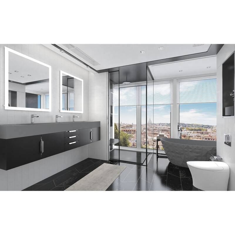 Nile 84" Wall Mounted Bathroom Vanity Set gr/ Gray Top