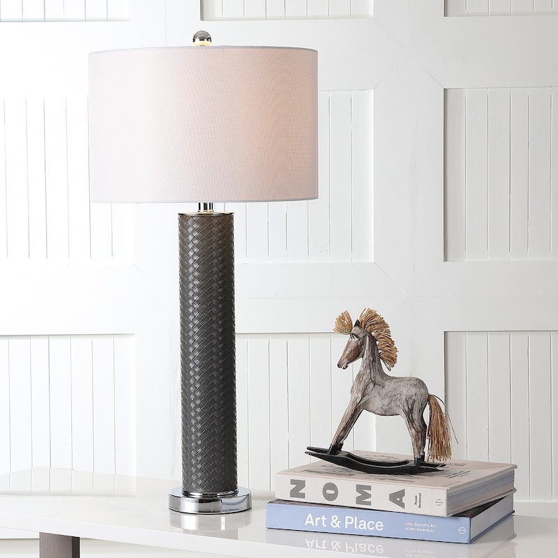 SAFAVIEH Lighting Tomika 32-inch Faux Alligator Grey Table Lamp (Set of 2) - 15"x15"x31.5" - 15Wx15Dx32H