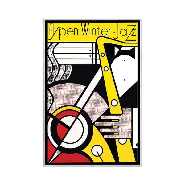 slide 2 of 15, iCanvas "Aspen Winter Jazz, 1967" by Roy Lichtenstein Framed Silver - 40x26