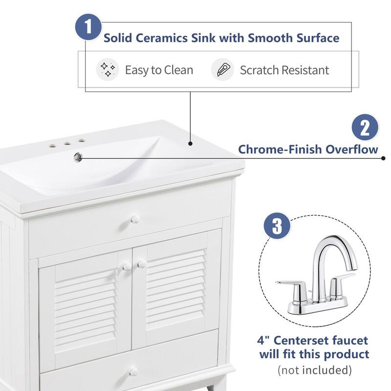30" Bathroom Vanity with Sink,Two Doors and One Drawer