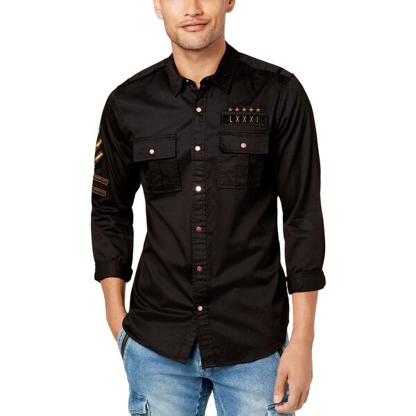 guess men's button down shirts