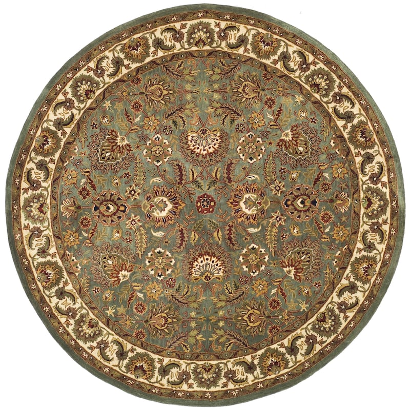 SAFAVIEH Handmade Classic Juliya Traditional Oriental Wool Rug - 7'6" x 9'6" Oval - Celadon/Ivory