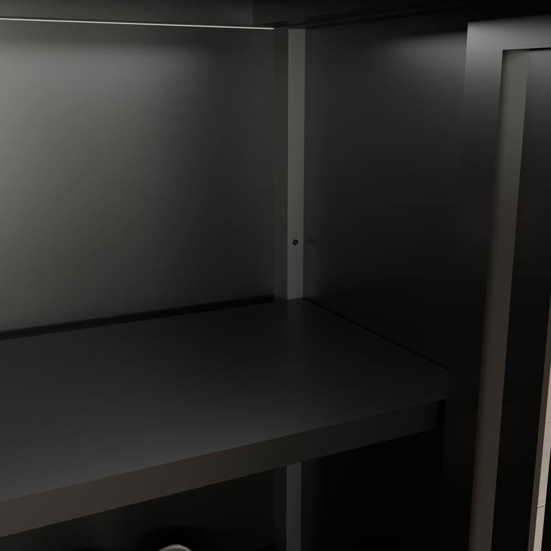 Bamboo storage cabinet, freestanding bathroom cabinet with 2 louvered doors, floor-standing cabinet