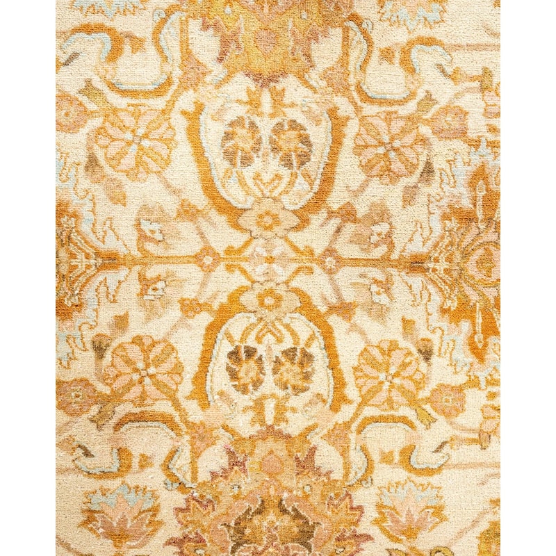 Overton Hand Knotted Wool Vintage Inspired Traditional Mogul Ivory Area Rug - 6' 1" x 9' 1"