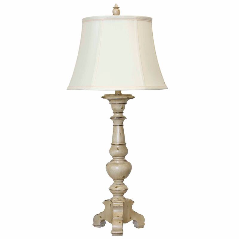 StyleCraft Jane Seymour - Yorktown White Table Lamp - Ivory Fabric Shade - Yorktown White