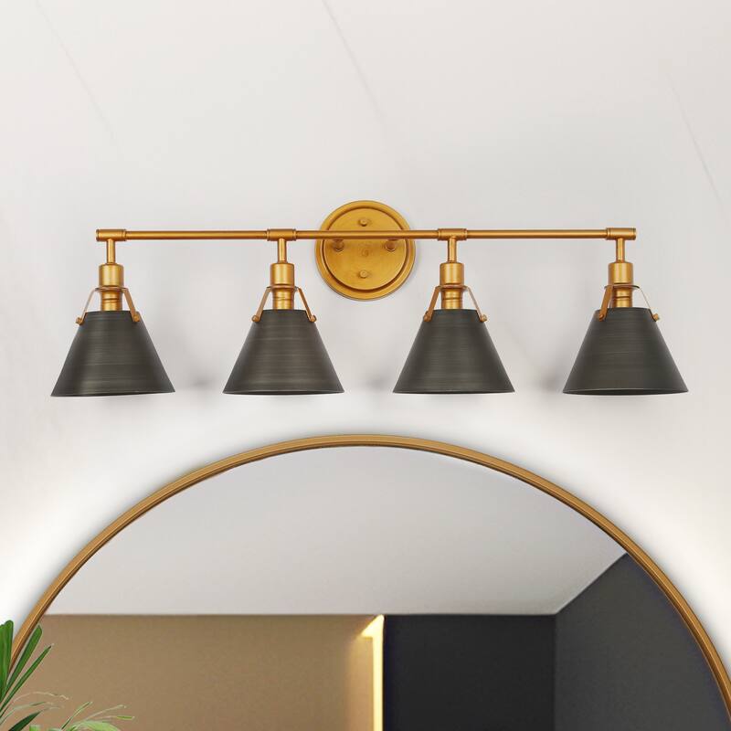 Coney Modern 4-Light Bathroom Vanity Light Cone Metal Shade Wall Sconces