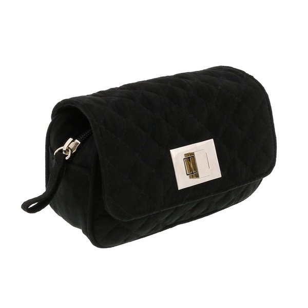 Scheilan Black Suede Quilted Boxy Crossbody Bag - 6.5-4-2