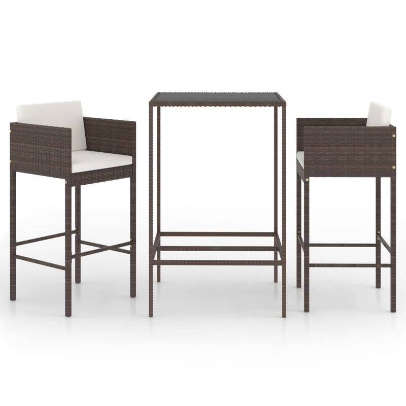 vidaXL Patio Bar Set Outdoor Bistro Set Bar Stool Bistro Table Poly Rattan