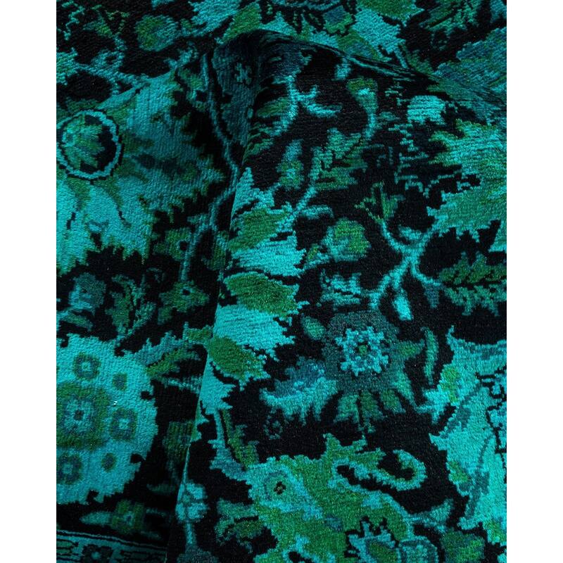 Overton Hand Knotted Wool Vintage Inspired Modern Contemporary Overdyed Black Area Rug - 4' 1" x 6' 1"