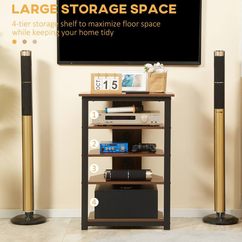 23.5" TV Stand with Storage Shelves and Steel Frame for Under 29 Inch TVs